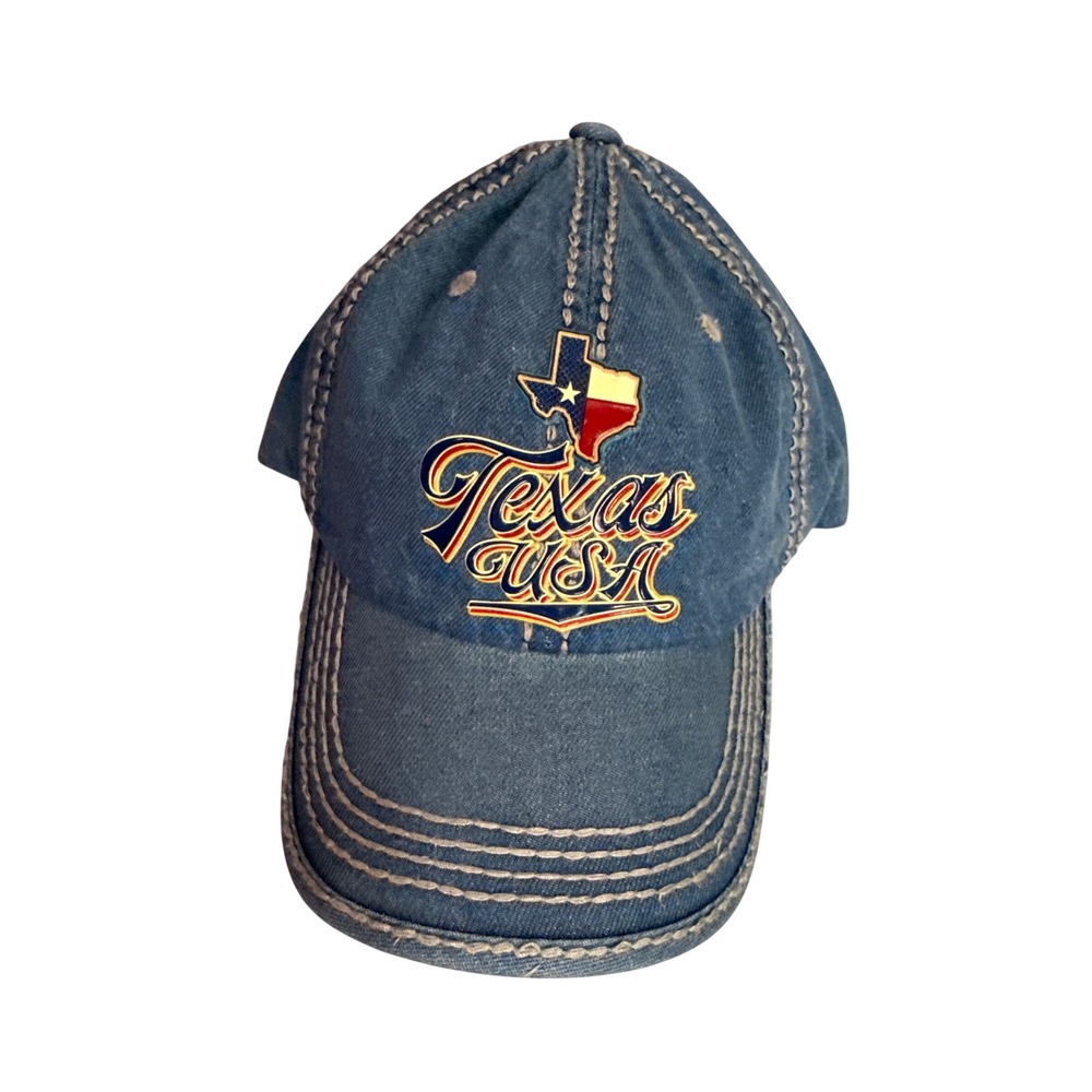 Texas USA Denim Distressed Baseball Cap Adjustable Ladies NWT